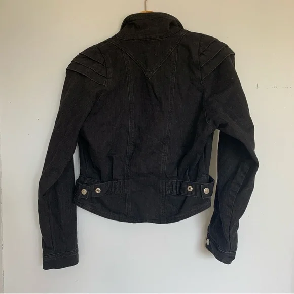 TOPSHOP BLACK DENIM BIKER JACKET - Picture 9 of 9